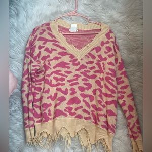 Leopard vneck boutique sweater